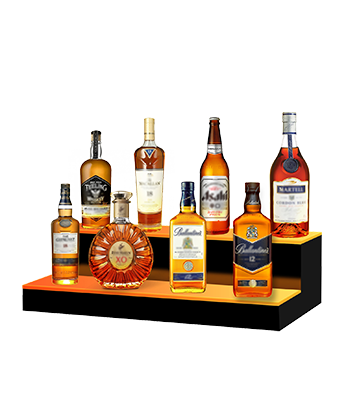 VONCI 24 Inch 2 Step LED Lighted Liquor Bottle Display Shelf (Walking Horse Lighting Effect)