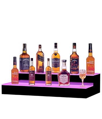 VONCI 40 Inch 2 Step LED Lighted Liquor Bottle Display Shelf (Walking Horse Lighting Effect)